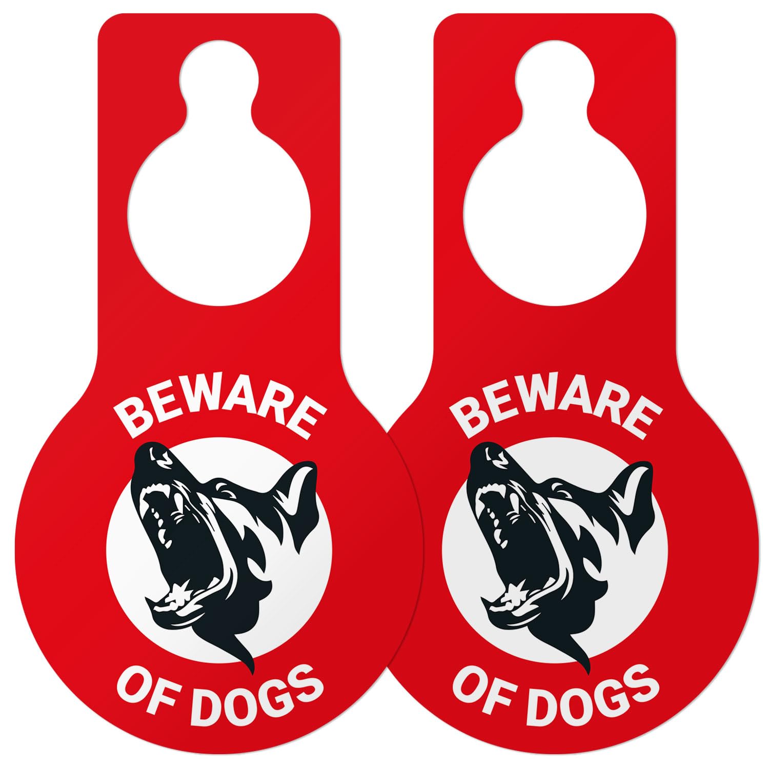 Beware of Dogs Hanging Door Tag, (2 Pack) 9x5 Inches, Thick HDPS (high Density polystyrene), Made in USA by Sigo Signs
