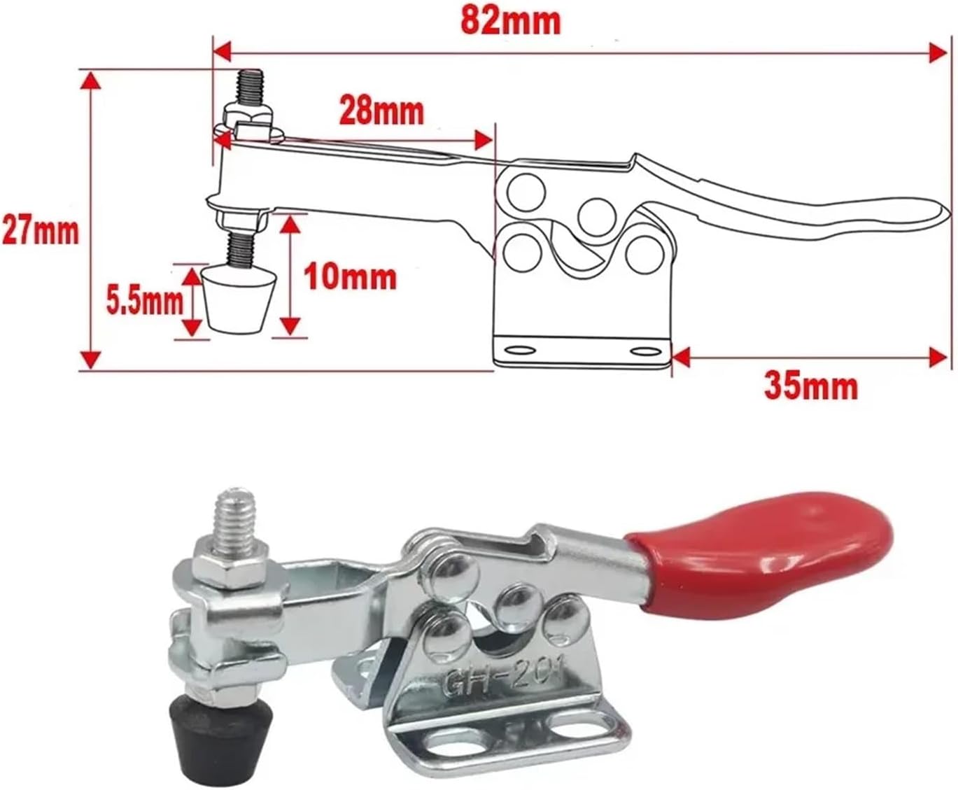Toggle Clamp Quick-Release The Choice GH201 Vertically Designed Toggle Clamp with a Quick Release Feature for Simple Operations(2PCS)