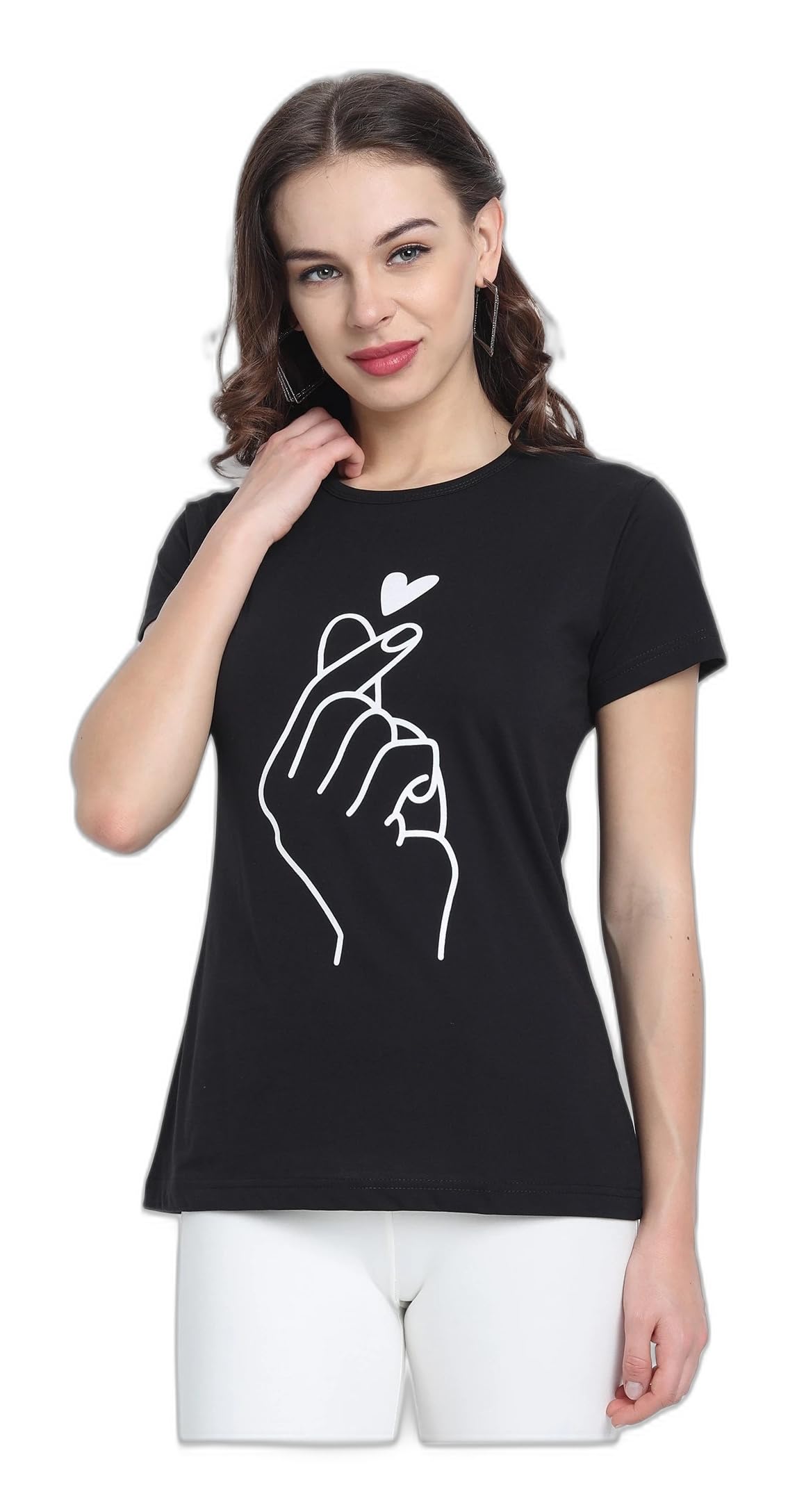 Lee Leeburg Women's Round Neck Printed Tshirt_LeeBurg-SYBL-Black in black