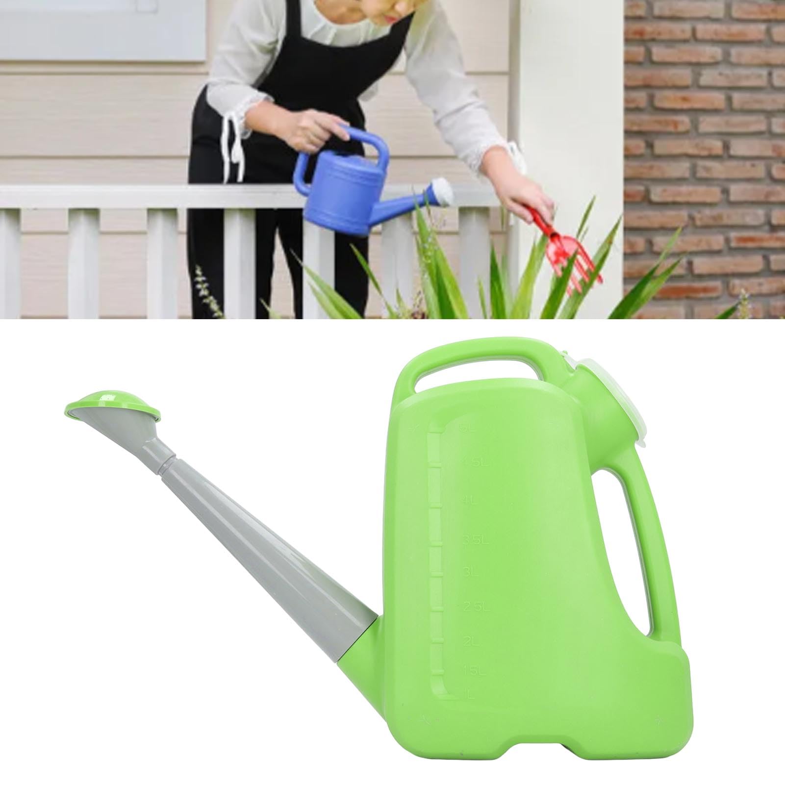 Regadera de Gran Capacidad, Ergonómico, Indicador de Nivel de Agua Moldeado Externamente, para Cualquier Planta, Hecha de Material PP, Adecuada para Granja Agrícola (5L)