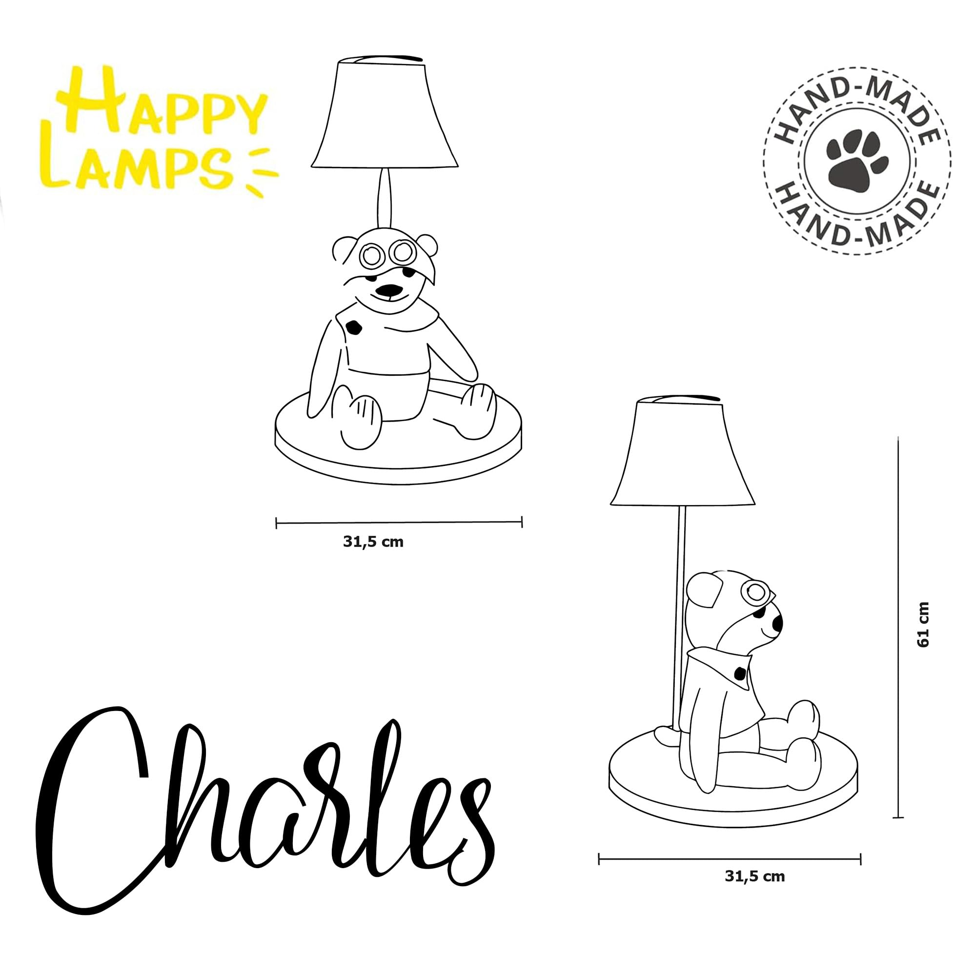 Charles LED-Tischleuchte Bärenlampe 61 cm hoch Dekoleuchte Handarbeit Kinderzimmerlampe