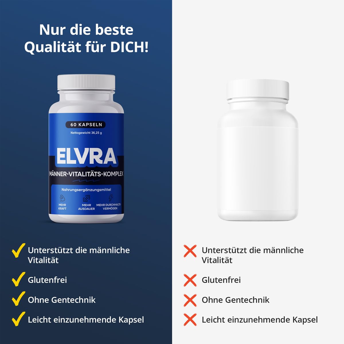 Elvra Maca Kapseln hochdosiert Cordyceps L-Arginin Ginseng Zink – vegan