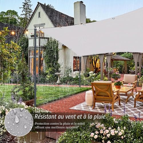 Toile d'ombrage rectangulaire 95% UV avec oeillets pour terrasse - 5