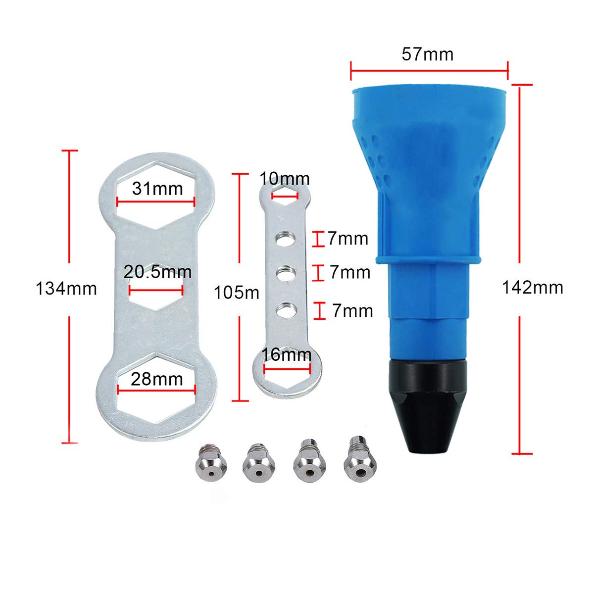 DEVMO Electric Rivet Nut Gun Cordless Riveting Tool Insert Nut Adaptor Drill Adapter