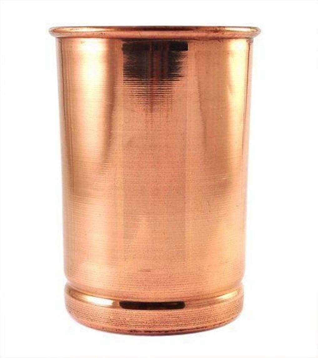 Set of Plain Pure Copper Cups For Drinking Water Glasses Tumblers Glass for Ayurveda Health Benefits (Medium, 2, Count)