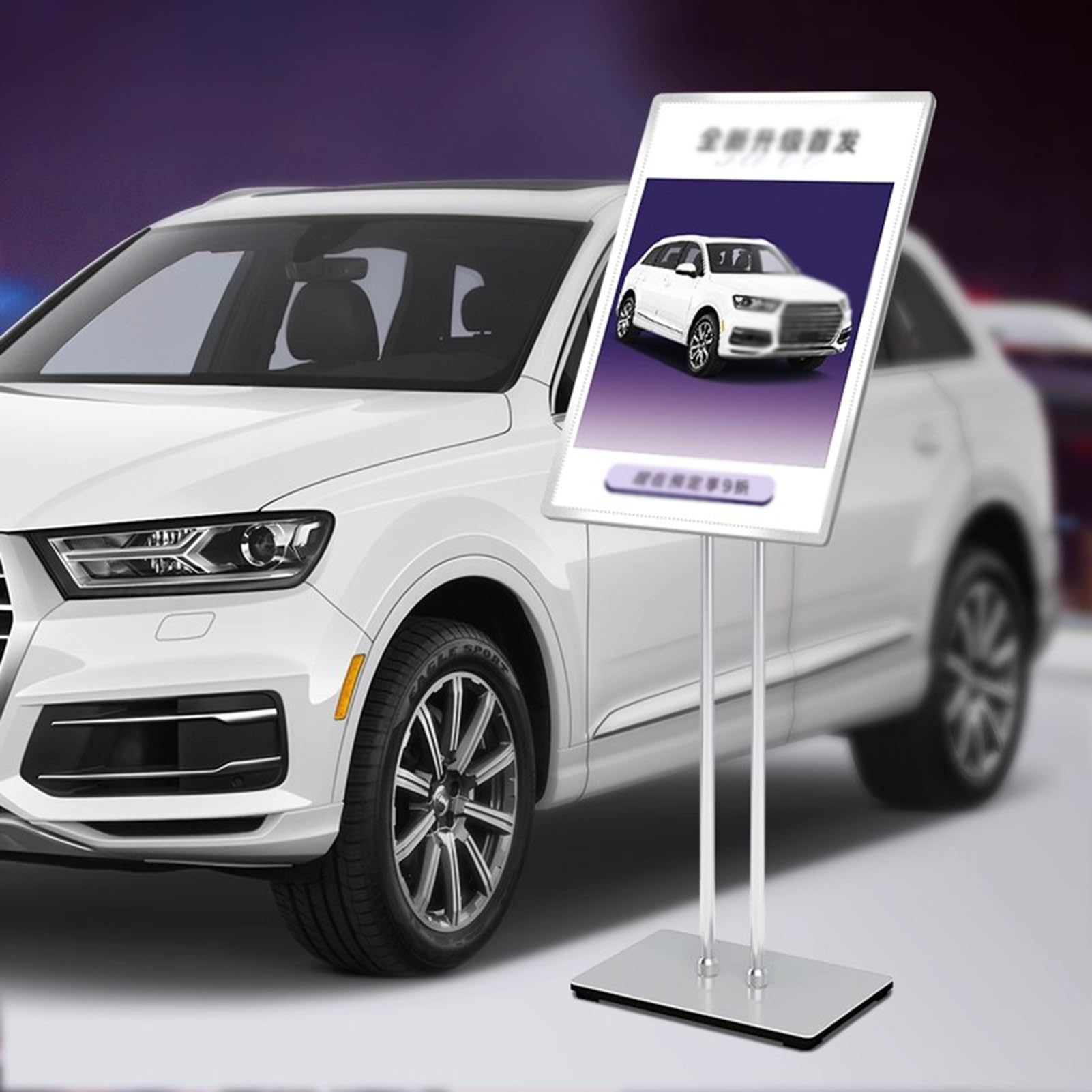 Soporte para carteles LED, pantalla de marco publicitario enchufable, menú de soporte de letreros LED de mesa, tablero de menú iluminado de vidrio templado delgado para restaurantes, bares, tiendas