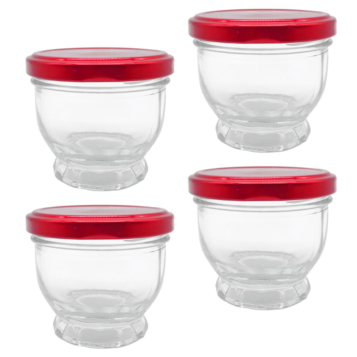 Vasos de cristal de 100 ml juego de 4 unidades reutilizables para yogur casero