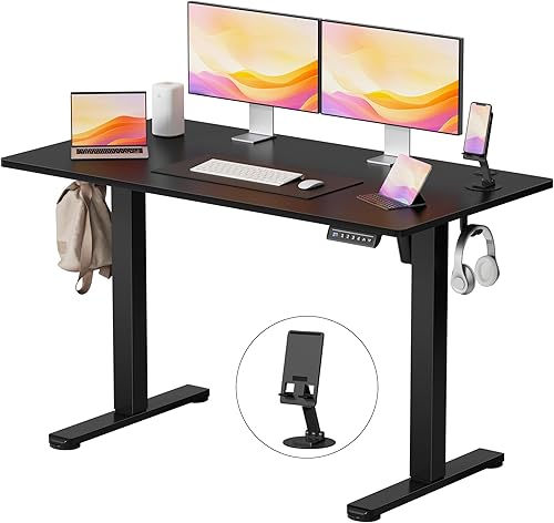 YESHOMY Escritorio eléctrico de pie ajustable en altura, mesa de computadora de 48 pulgadas, estación de trabajo de oficina en casa, patas Pierna
