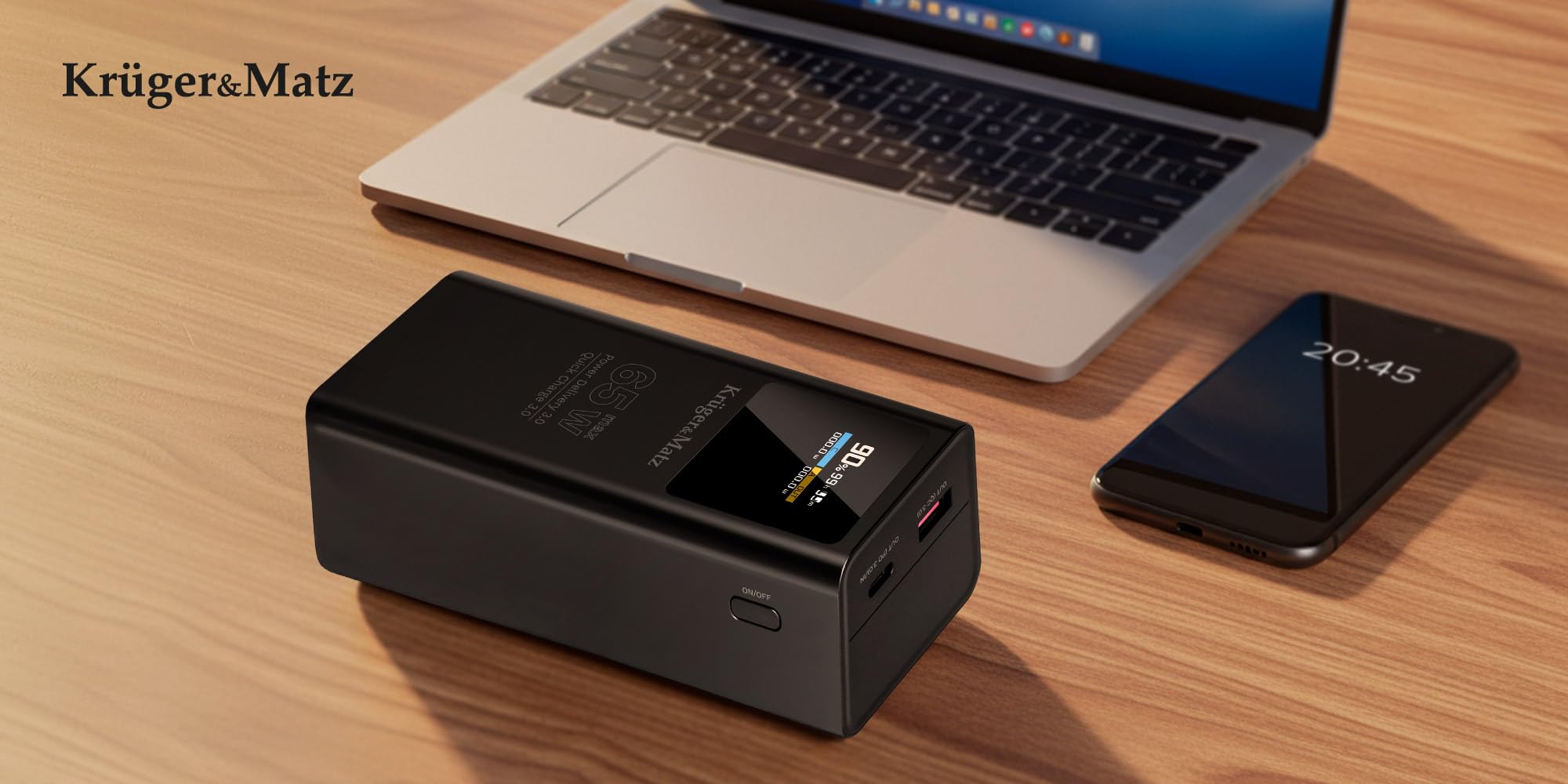 Krüger&Matz PowerBank 20000 mAh Li-pol 65W z funkcją QC oraz PD KM0914