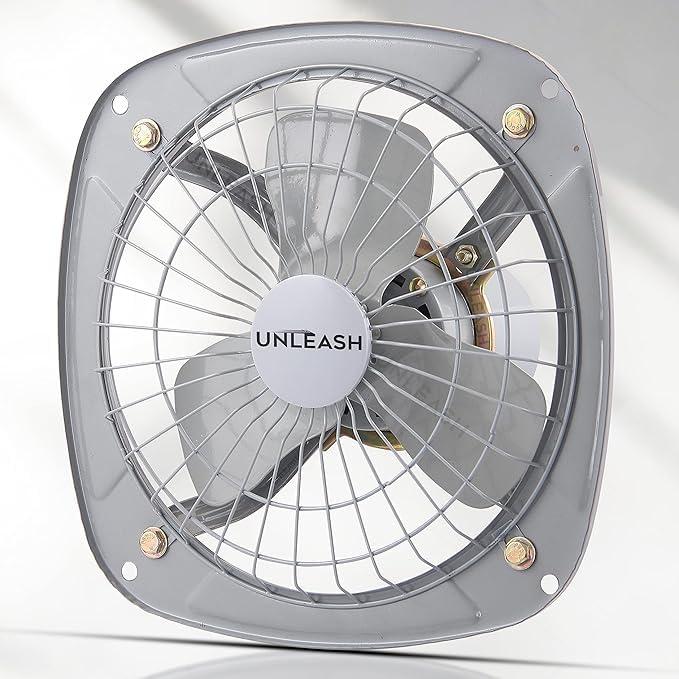 Image of Unleash Metal High Speed Exhaust Fan, 9 Inches (230mm), 55W, 3000RPM, Copper Winding Motor, Low Noise, for Bathroom and Kitchen | Warranty: 2 Years (Grey)