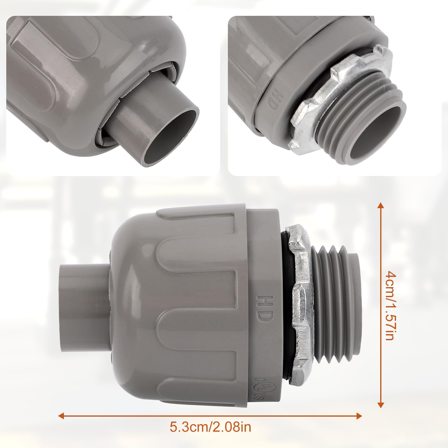 30pcs 1/2 inch Liquid Tight Connectors, PVC Electrical Conduit Fittings Straight 180 Degree Flexible Conduit Connectors for Bathroom Home Kitchen Outdoor Tubes Tools