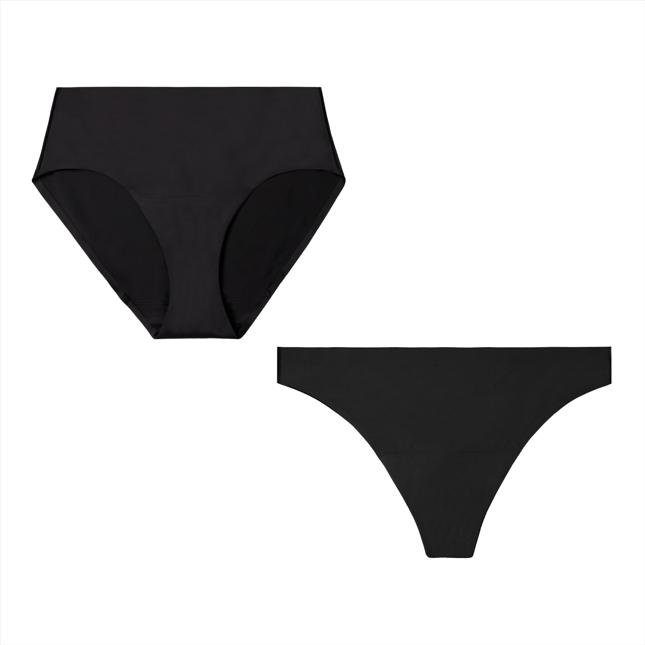 Proof. by Always Period Underwear, Everyday Light Brief & Thong, Small 2-Pack, Washable Leakproof Period Panties for Women hold up to 1 Regular Tampon - Black