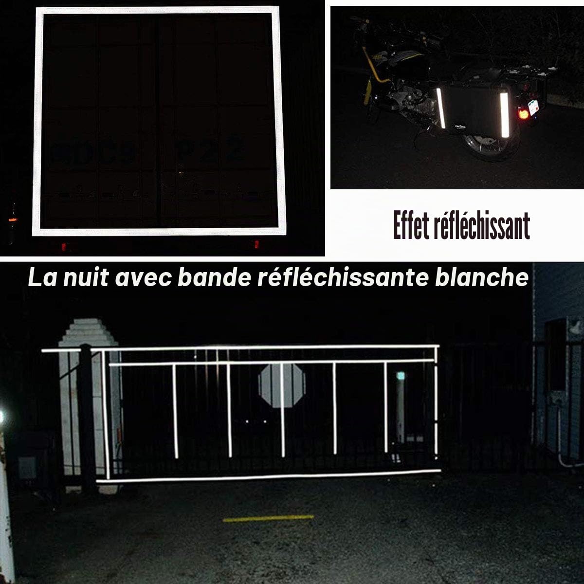 Ruban Réfléchissant Blanche, 15cm x 10m Bande Reflechissante Autocollante | Ruban Réflecteur Imperméable, Ruban Réfléchissant pour Voitures, Vélos, Camions