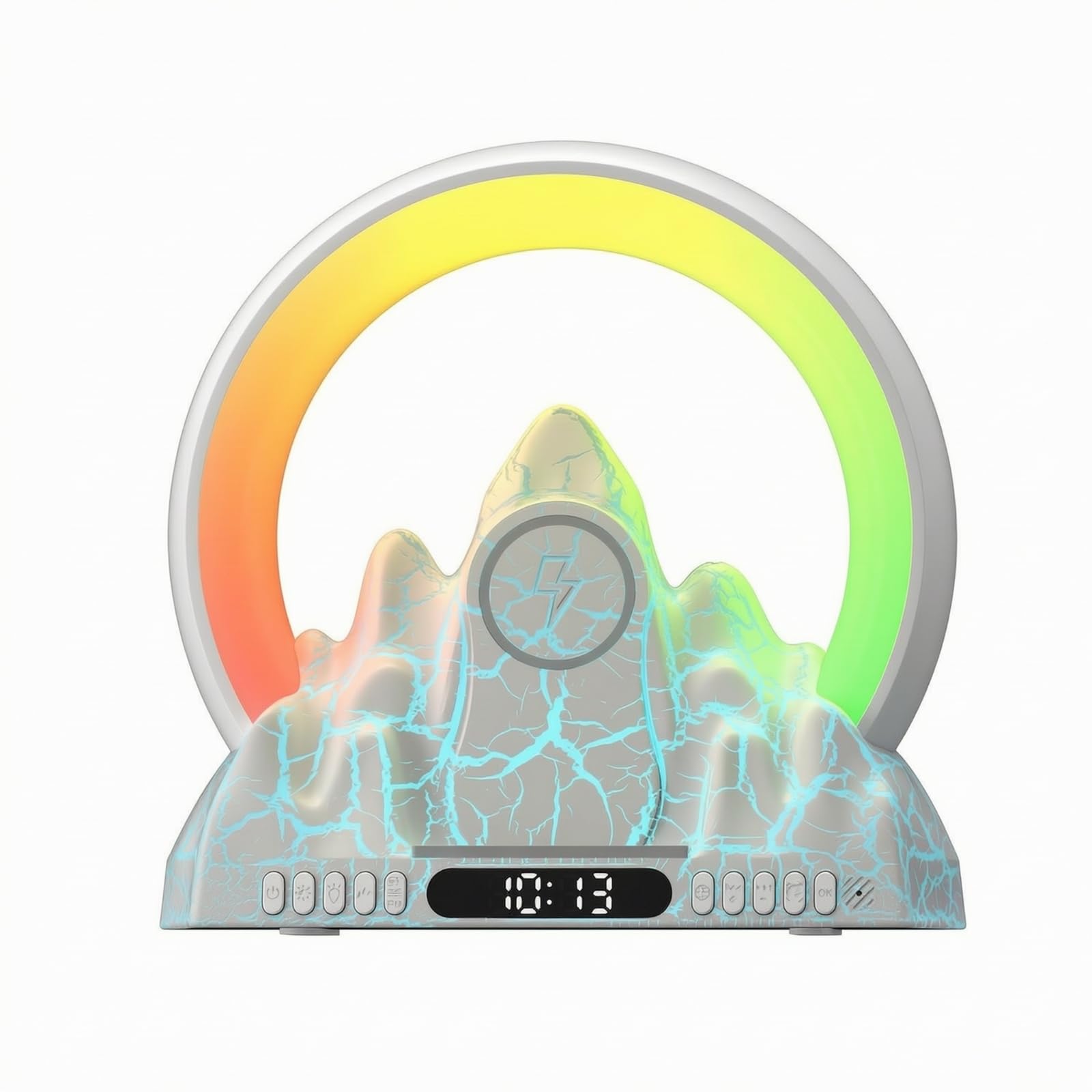 Réveil Veilleuse Multifonctionnelle | Horloge Numérique Intégrée, Lampe Enceinte Bluooth, Lampe Réveil, pr Bureau, Étudiants