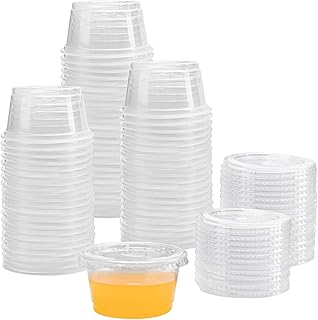 Hedume 300 Sets 4oz Portion Cups with Lids, BPA-free Clear Disposable Plastic Cups for Souffle, Jello, Meal Prep, Portion Control, Salad Dressing, Slime, Condiment Container