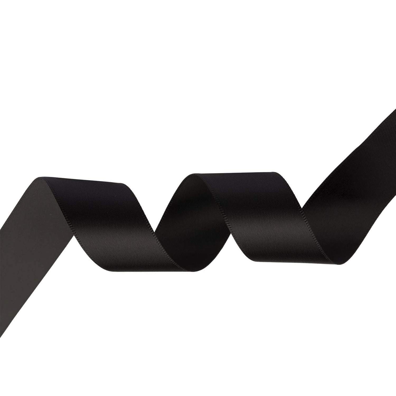 WedDecor Black Ribbon for Gift Wrapping, 25mm x 25 Metres Double-Sided Satin Polyester Ribbon Roll for Wedding, Christmas, Hair Bow, Crafting, Sewing, Birthday Cake Decoration