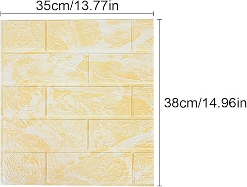Miniatura 2 de 10 calcomanías de espuma 3D para despegar y pegar, 14 pies cuadrados, autoadhesivas, azulejos decorativos de ladrillo de piedra sintética para