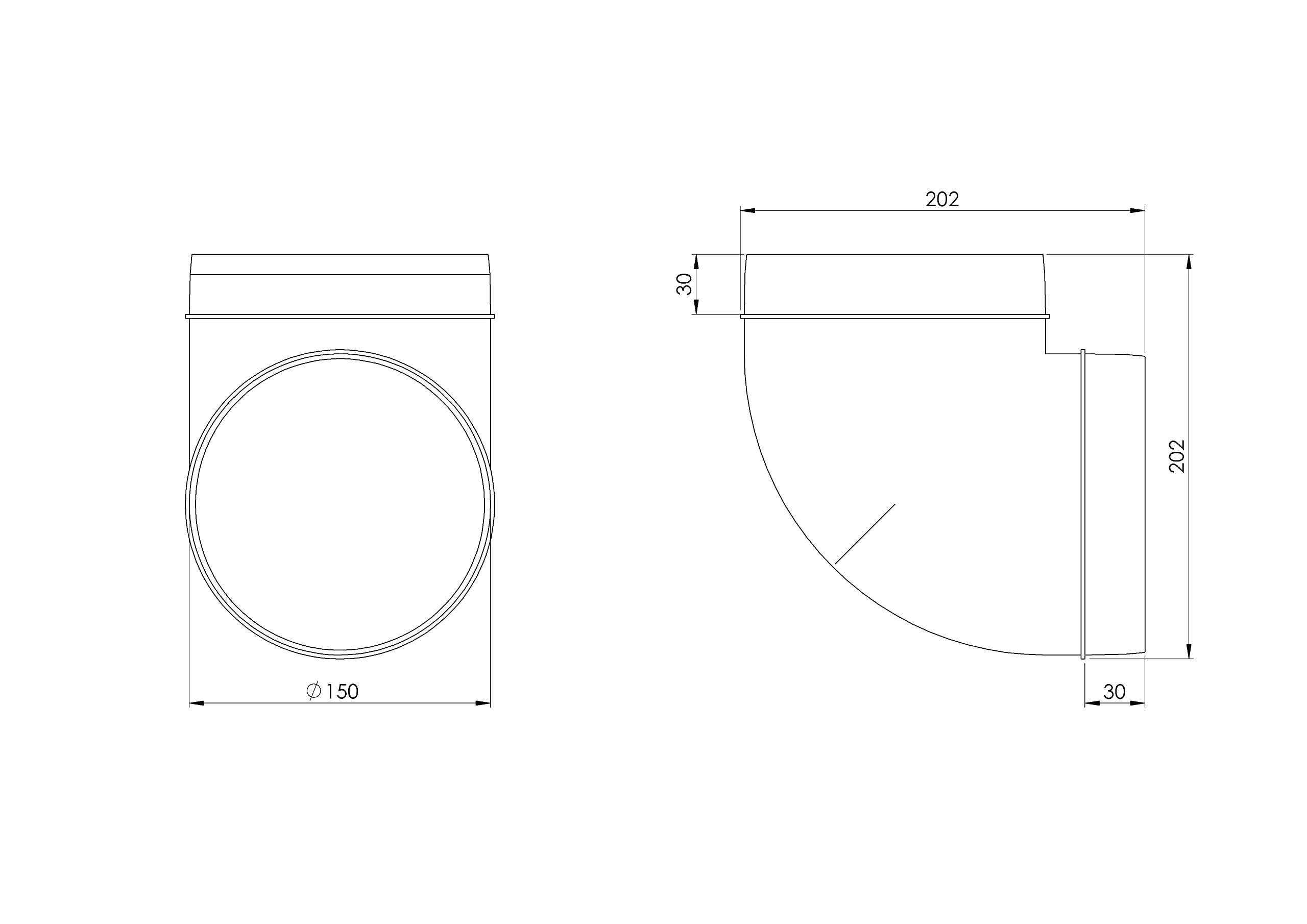 Steinberg14 White Diameter 150 mm / 6inch 90° Elbow PVC Connector for Ventilation Pipe Connector Round Pipe - Image 2