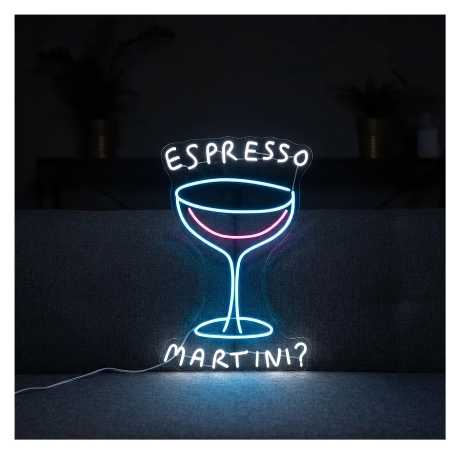 Insegna al Neon Insegna Al Neon In Vetro Espresso Martini | Decorazione Da Parete Per Cucina Da Cocktail Bar Club 53cm