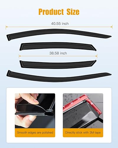 Miniatura 3 de ROADFAR Deflectores de ventana de montaje exterior compatibles para Nissan Altima (Sedan) 2013-2018 Juego de 4 piezas