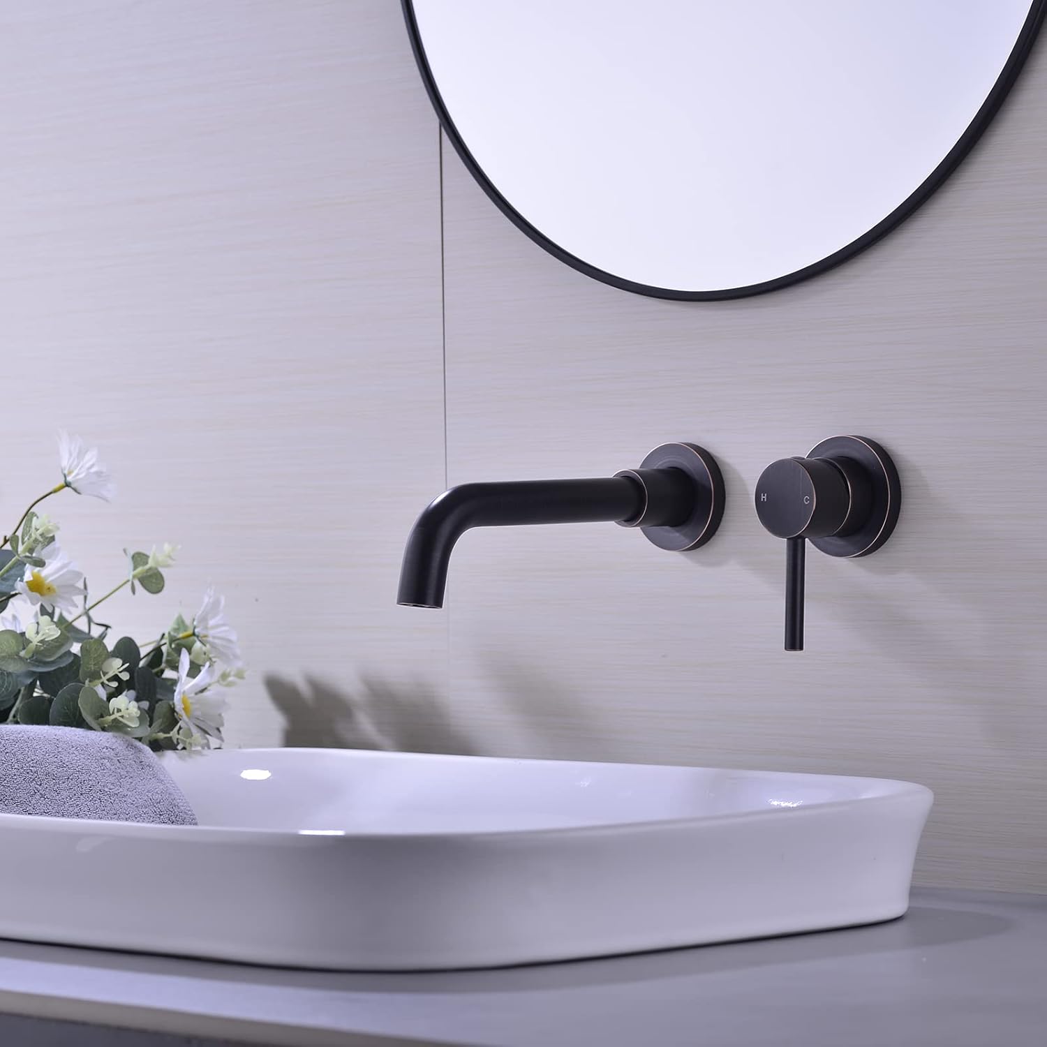 Blасk Frіdау Clеаrаnсе HANEBATH Wall Mount Bathroom Faucet, Oil Rubbed Bronze Single Handle Bathroom Sink Faucet with Rough-in Valve
