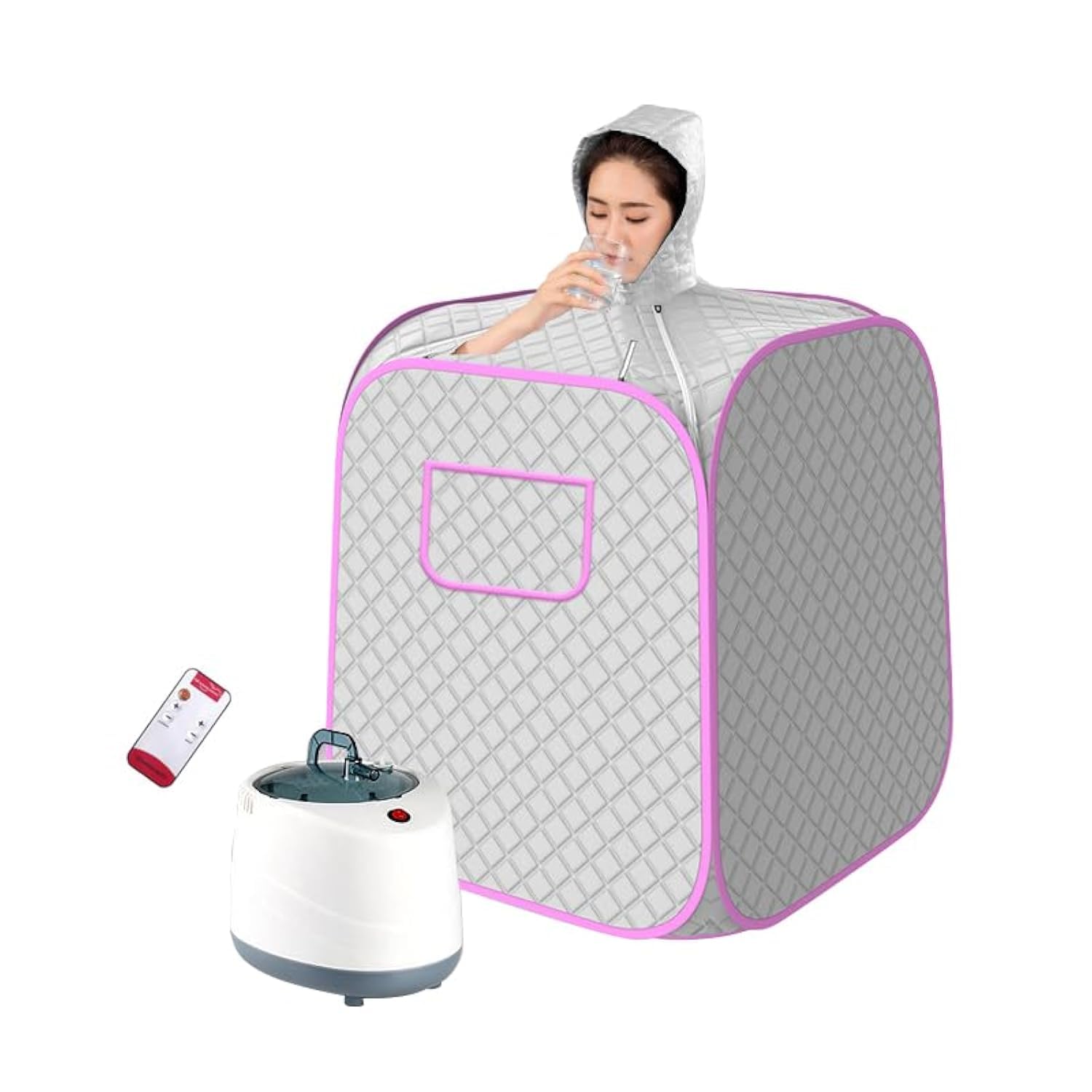 TDOO Foldable Steam Sauna, Portable Sauna for Home, Sauna Tent Sauna Box with 2.6L Steamer, Remote Control, Temperature Adjustment, 9 Levels, SIlver