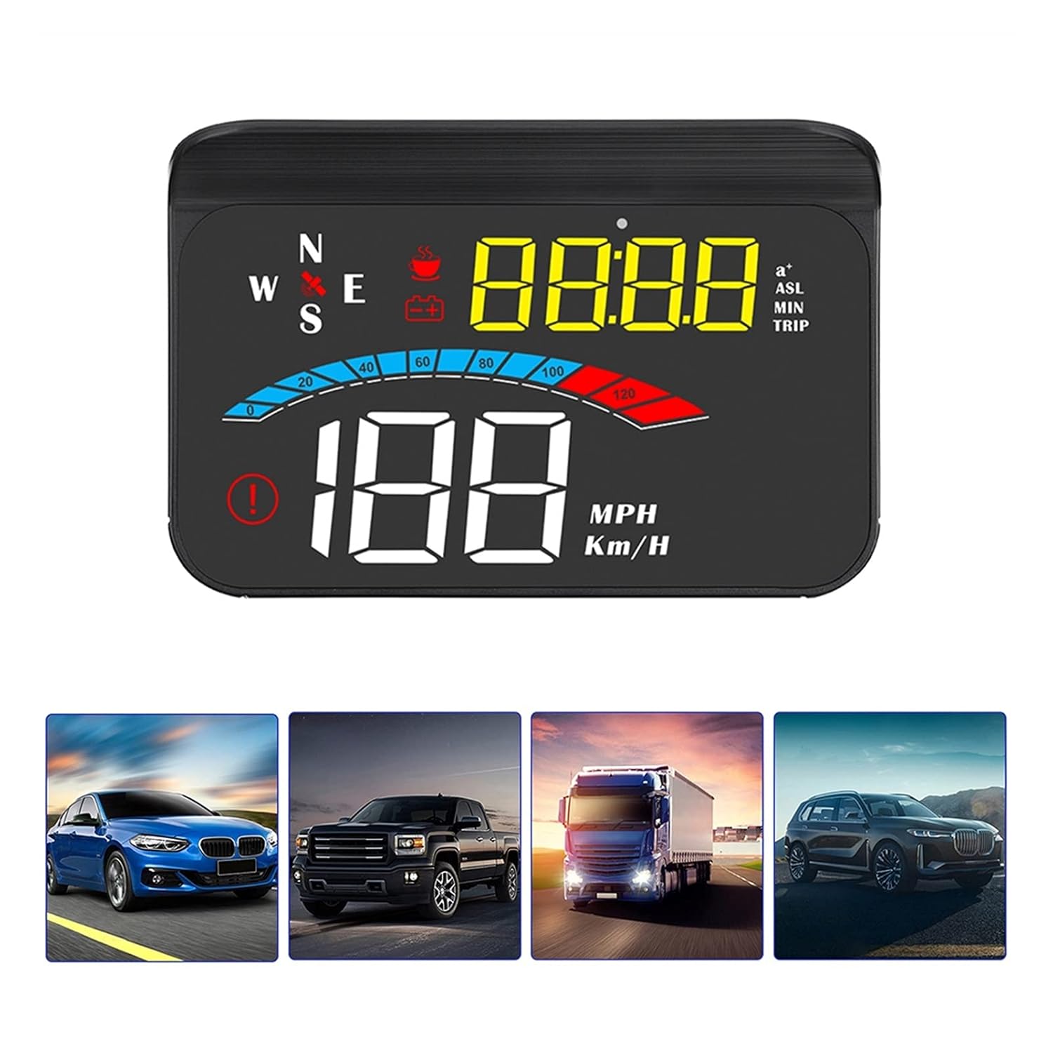 Car Electronics HUD Car Head Up Display Digital Auto Speedometer Windshield Projector On Car Glass Water & Oil Temp Alarm Auto Smart Gadgets