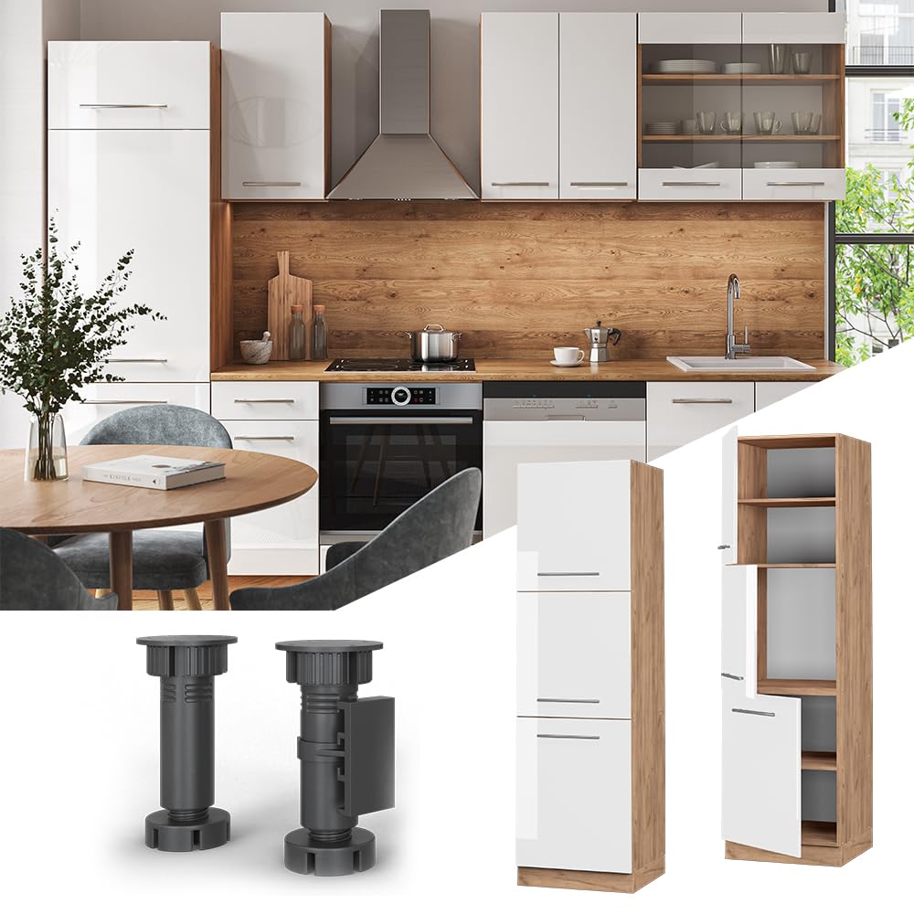 Vicco Hoekkeuken Fame-Line, Wit hoogglans/wit, 347 x 46 cm zonder werkblad