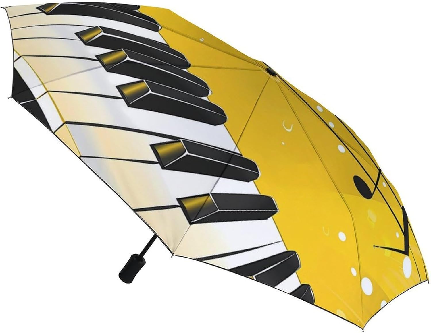 Piano Keyboard Auto Open Close Umbrella 3-Fold Design for Rain Sun Protection Music Note Windproof Compact Umbrella for Walking Travel Lightweight