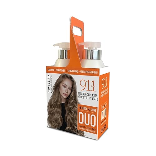 Biotop Professional 911 Quinoa Nourishing & Hydrating Duo - Champú de quinua 911 (16.9 onzas) y acondicionador 911 (16.9 onzas) para cabello seco y