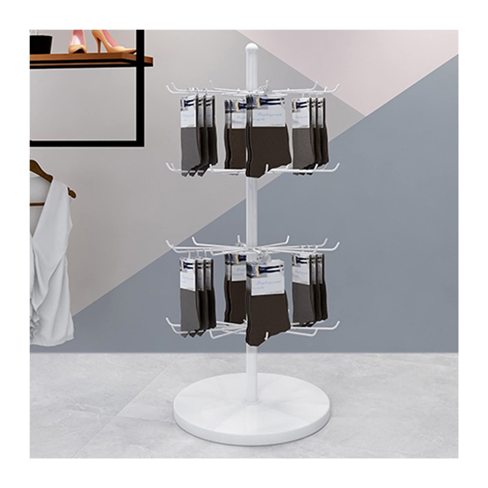 Rotating 4/5/6/7 Tier Jewelry Organizer Stand, Jewelry Tower, Store Retail Display Rack, Multifunctional Necklace Bracelet Earrings Keyring Socks, Black-40x160cm(4 Tier)
