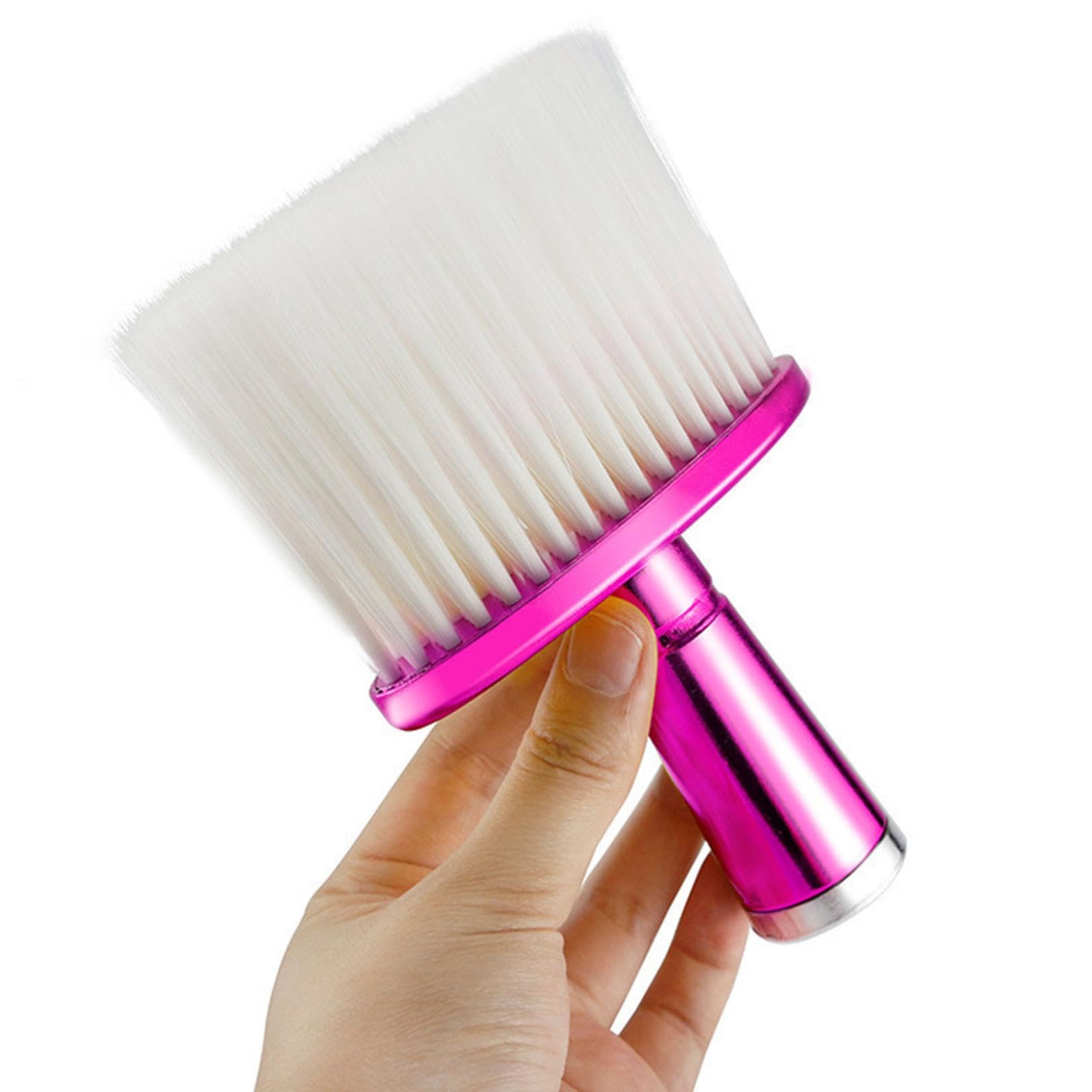 Barber Neck Duster Brush, Face Cleaning Hairbrush, Soft Hair Cleaning Brush for Brushing Around Neckline and Ears, Barber Supplies (Hot Pink)