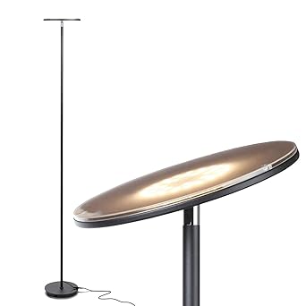 Jet Black : Brightech - SKY LED Torchiere Floor Lamp - Dimmable Super Bright 30-Watt LED - Warm White Color - Omni-Directional Head - Sleek Black Finish