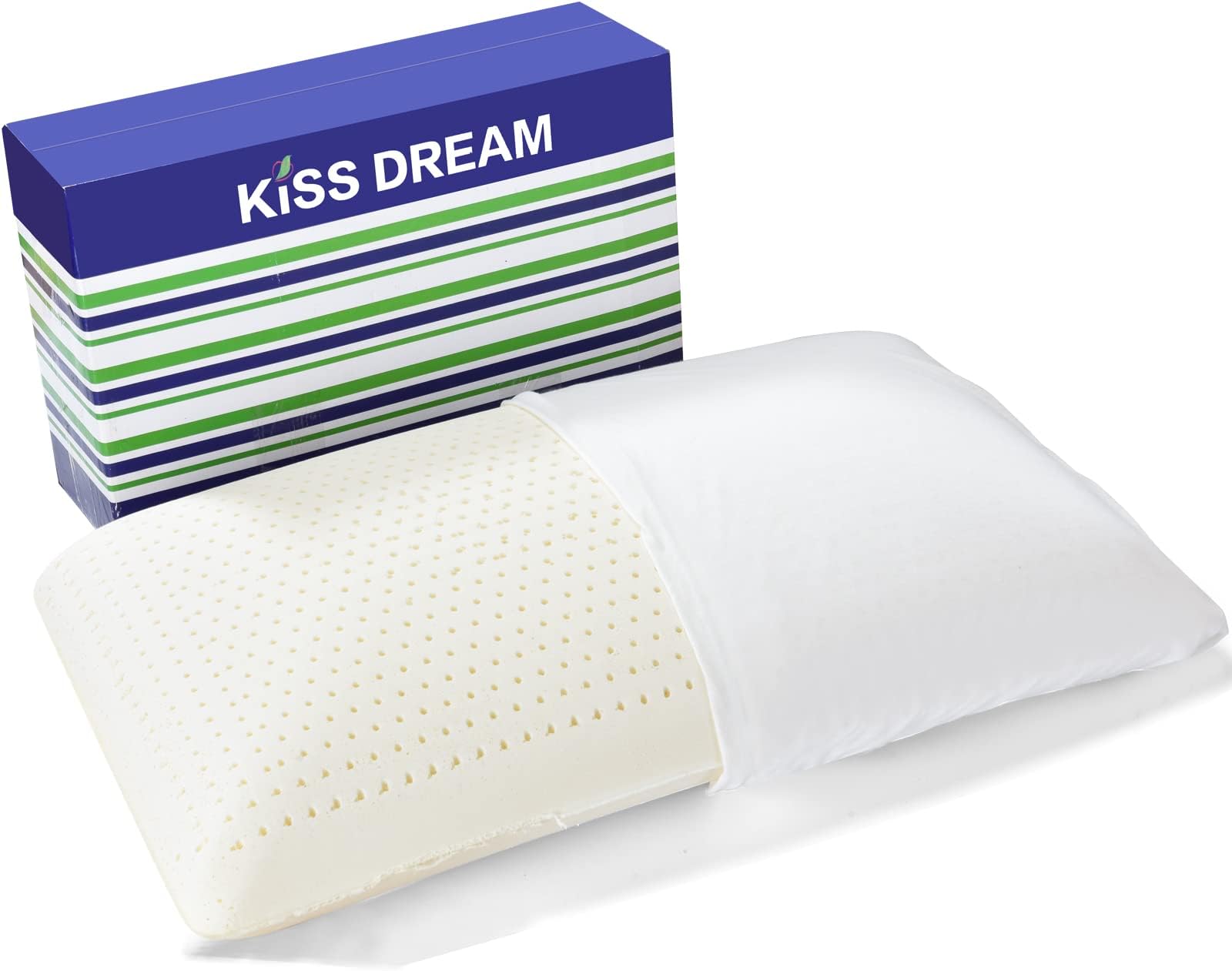 100% Talalay Latex Pillow Bed Pillow for Sleeping, Extra Soft Natural Latex Sleeping Pillow for Back, Stomach or Side Sleepers, Removable Breathable Cotton Cover - High Elasticity (Queen Size)