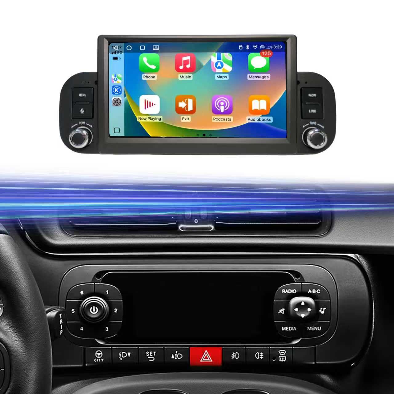 Autoradio per Fiat Panda 2013-2020 con Carplay/Android Auto/Mirrorlink Radio Schermo tattile Supporto, Bluetooth/FM/AM/USB/EQ 7 pollici Touchscreen