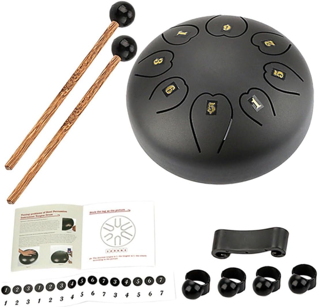 Tambor de lengua metálico negro portátil Kit Xb06 miniatura 1
