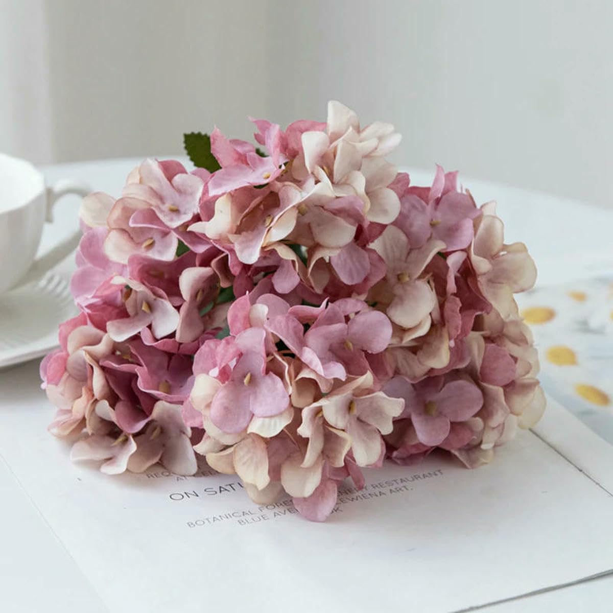 AYHTUD Artificial Flowers Silk Hydrangea Vase for Home Decoration Accessories Wedding Decorative Fake Plants Christmas Garland Material-
