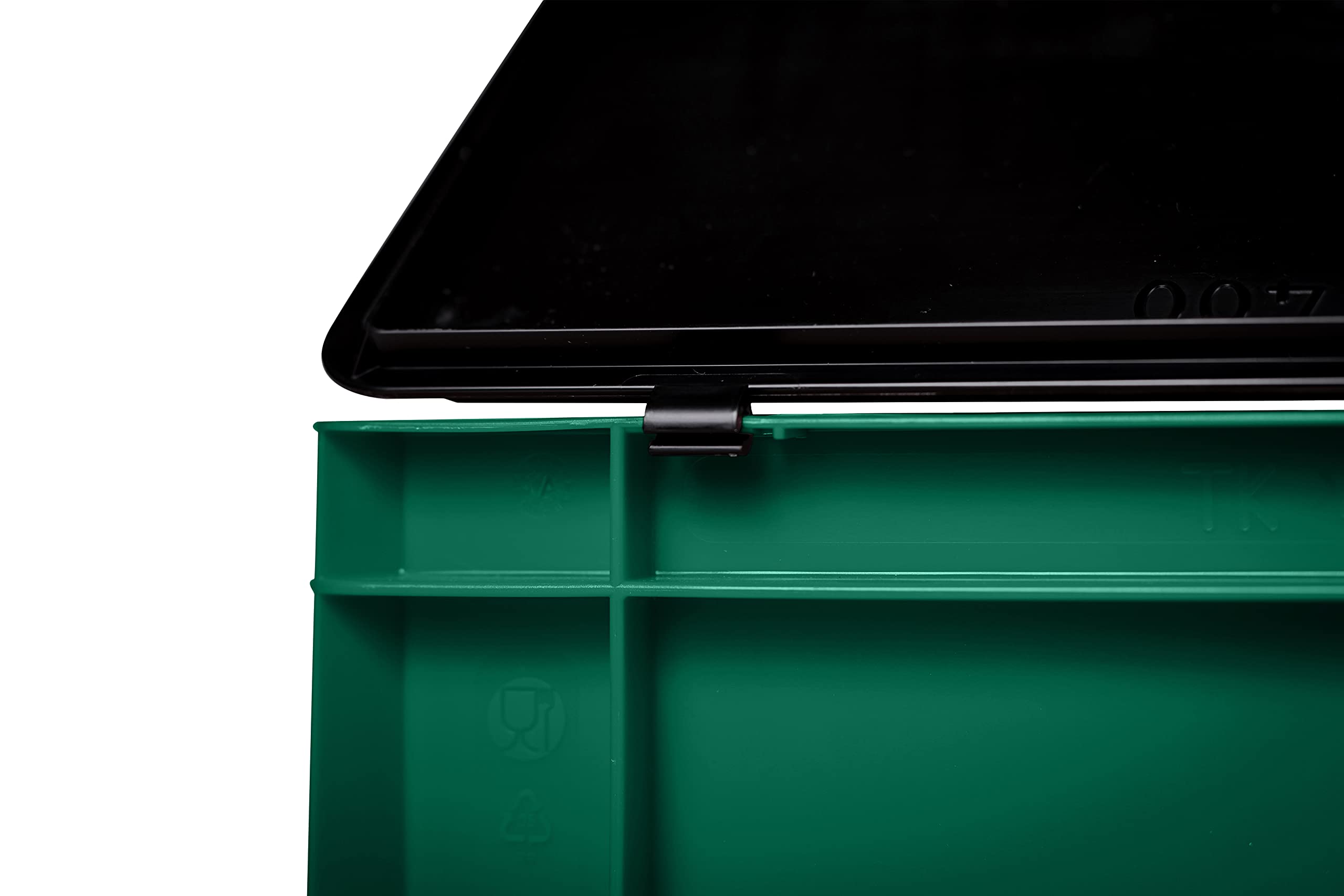 Stabilne, profesjonalne pudełko do przechowywania, Eurobox, skrzynka do układania w stos, z pokrywką, skrzynka z tworzywa sztucznego, dostępna w 5 kolorach i 21 rozmiarach, do przemysłu, użytku domowego (zielone, 60 x 40 x 28 cm)