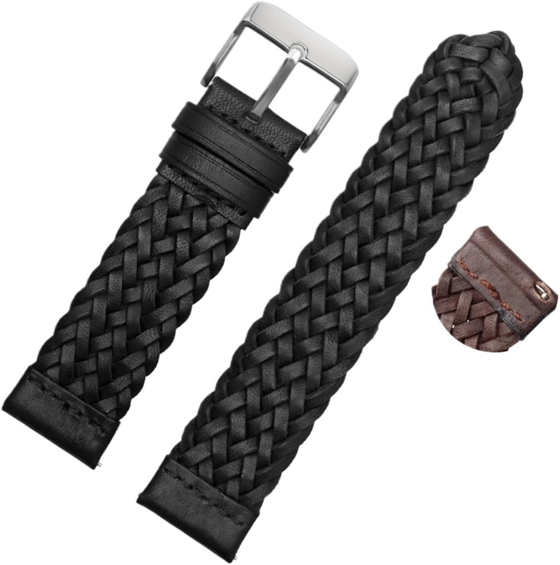 XILILHC 20mm 22mm 24mm Genuine Leather Braided Watch Strap Men Women Quick Release Cowhide Wrist Band Bracelet Accessories