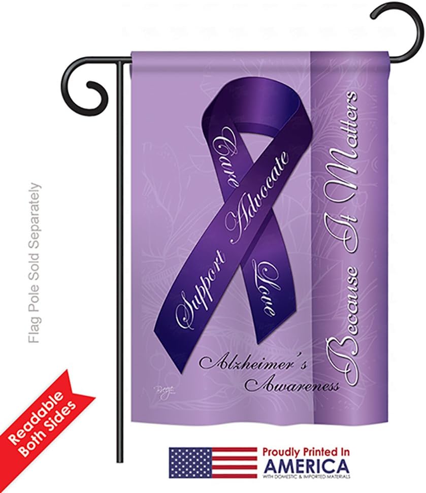Alzheimers Garden House Flags Set Support Awareness Inspirational Survivor Ribbon Prevention Cancer Autism Breast BLM Small Decorative Gift Yard Banner Double-Sided Made In USA 28 X 40