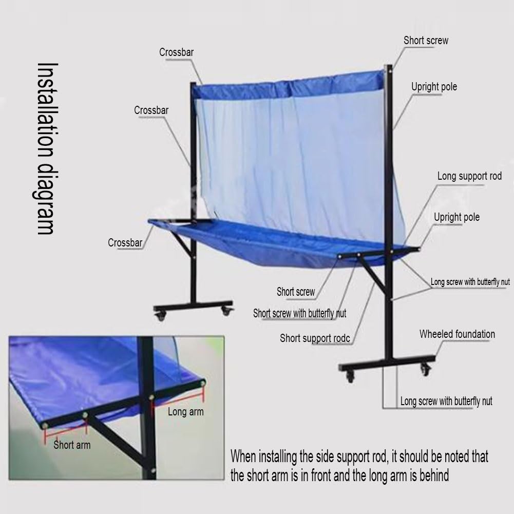 Tischtennisnetze, bewegliches Ping-Pong-Übungsnetz, Multiball-Rack-Netze für Multiball-Übungen oder Roboter-Aufschlagwerfer-Übungen, Freizeit-A,Blue-b-210x50x142cm