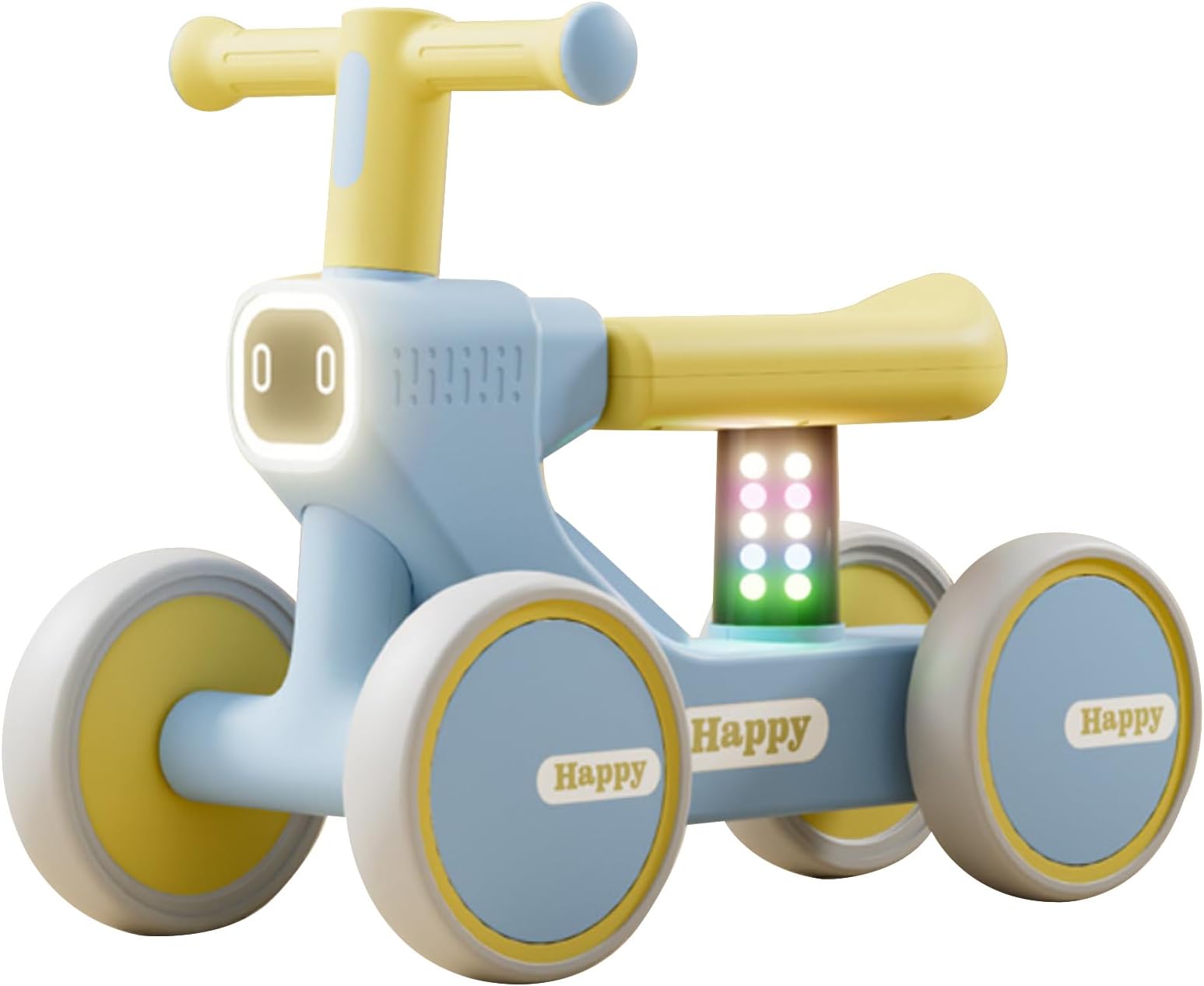 DAYONG Kids Balance Bike with 4 Wheels, Baby Glide Bike with Music and Light, Toddler Balance Car Toy for 12-36 Months, Indoor Outdoor No Pedals Balance Training Bicycle (Rhine blue)