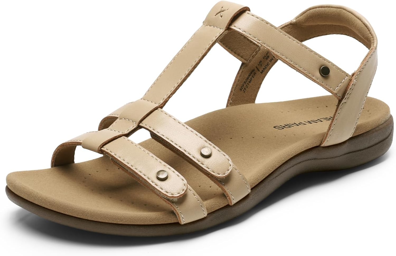 DREAM PAIRS Women's Flat Sandals with Arch Support Adjustable Strappy Comfort Walking Sandals Casual Summer Everyday Shoes