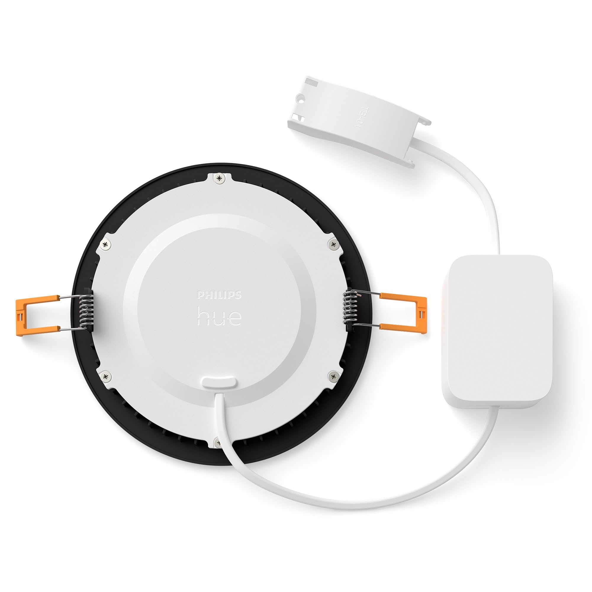 Philips Hue Slim Downlight, Smarte LED-Beleuchtung, 1.000 lm, 90 mm, Schlankes Design, Vollspektrum-Tagesl. 1.000–20.000 K, Extrem Stufenlos Dimmbar, Präzise Farbe, Smart Lighting, Schwarz, 3er-Pack