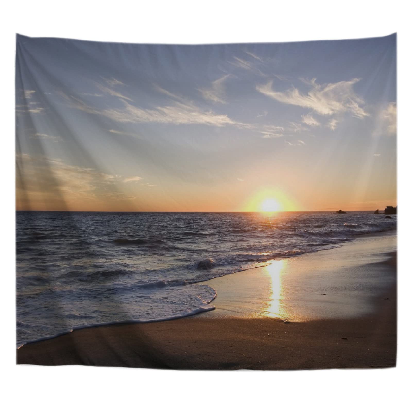 A.Monamour Arazzo da Parete Grande Malibu Tramonto Spiaggia Sabbiosa Oceano Costa Natura Paesaggio Telo Arazzi Tappezzeria Decorazione da Parete per Soggiorno Camera da Letto Dormitorio 180x200cm