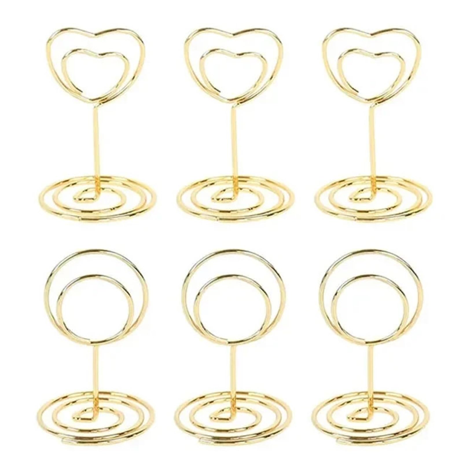GOXQIT 24pcs Metal Place Card Holders Photo Clip Stands Wedding Table Number Name Sign Stand For Birthday Party Home Decor For Party(Mix Shape)