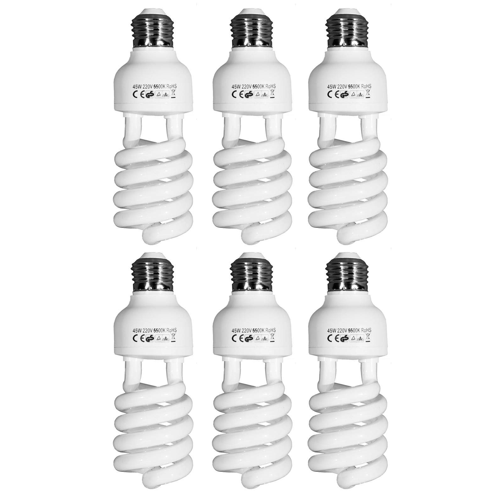 6 x 45V 5500K E27 Bombilla para Estudio Fotográfico Luz de Vídeo Luz Diurna de Fotografía