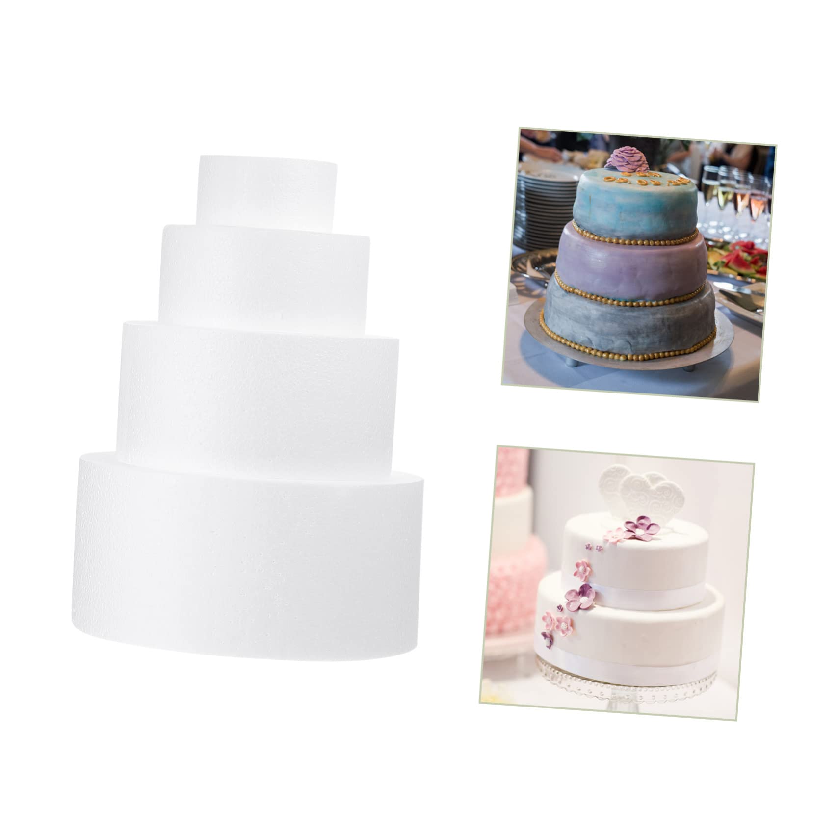 4 Stück Weißer Schaumstoff Kuchenformen zum Dekorieren Flexibel und Glatt für Torten Dekoration und Übung zu Hause oder Geschenk
