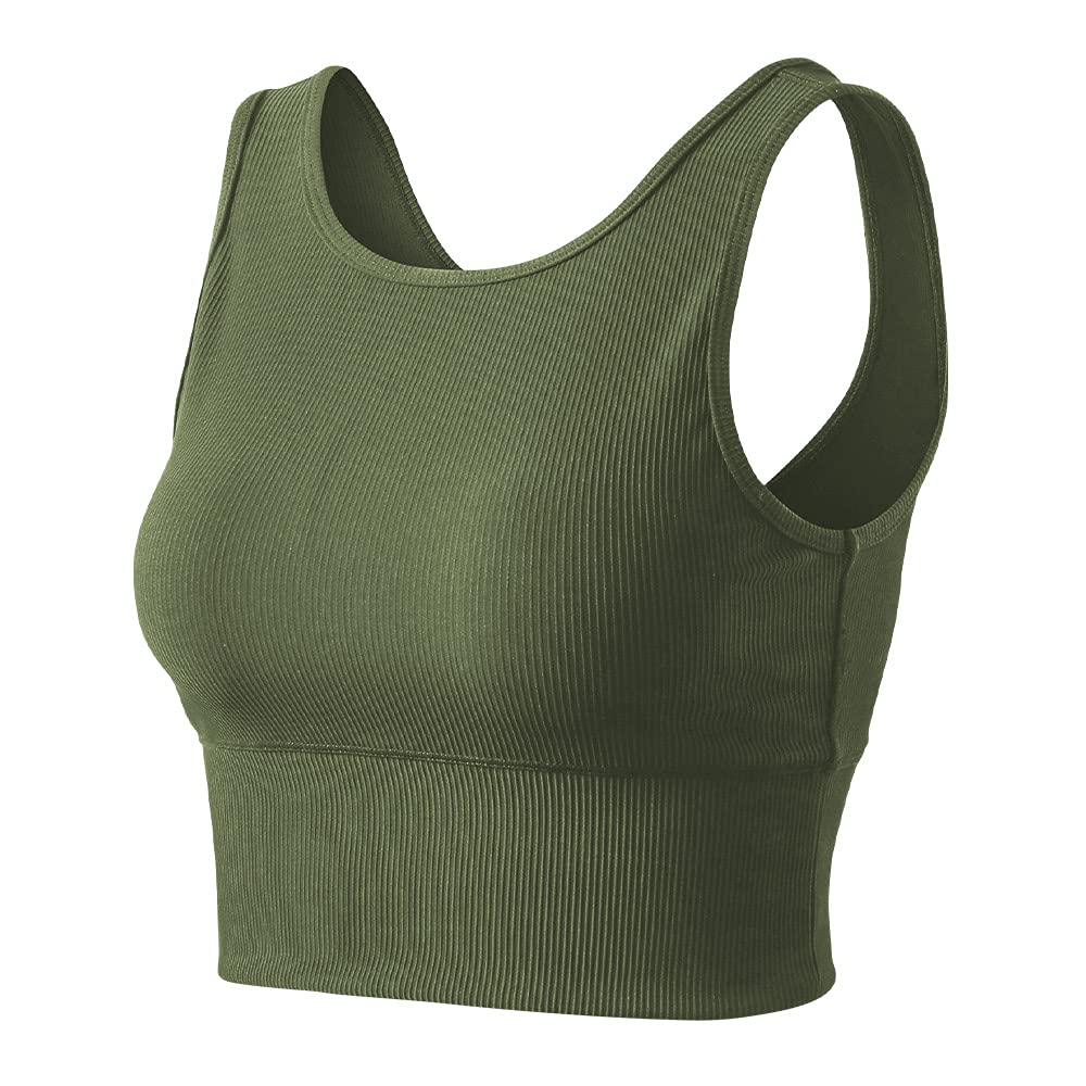 Workout Crop Tank Tops for Women Solid Comfort Sleeveless Shirts for Casual Sports Fitness Yoga Reversible Ribbed Tops