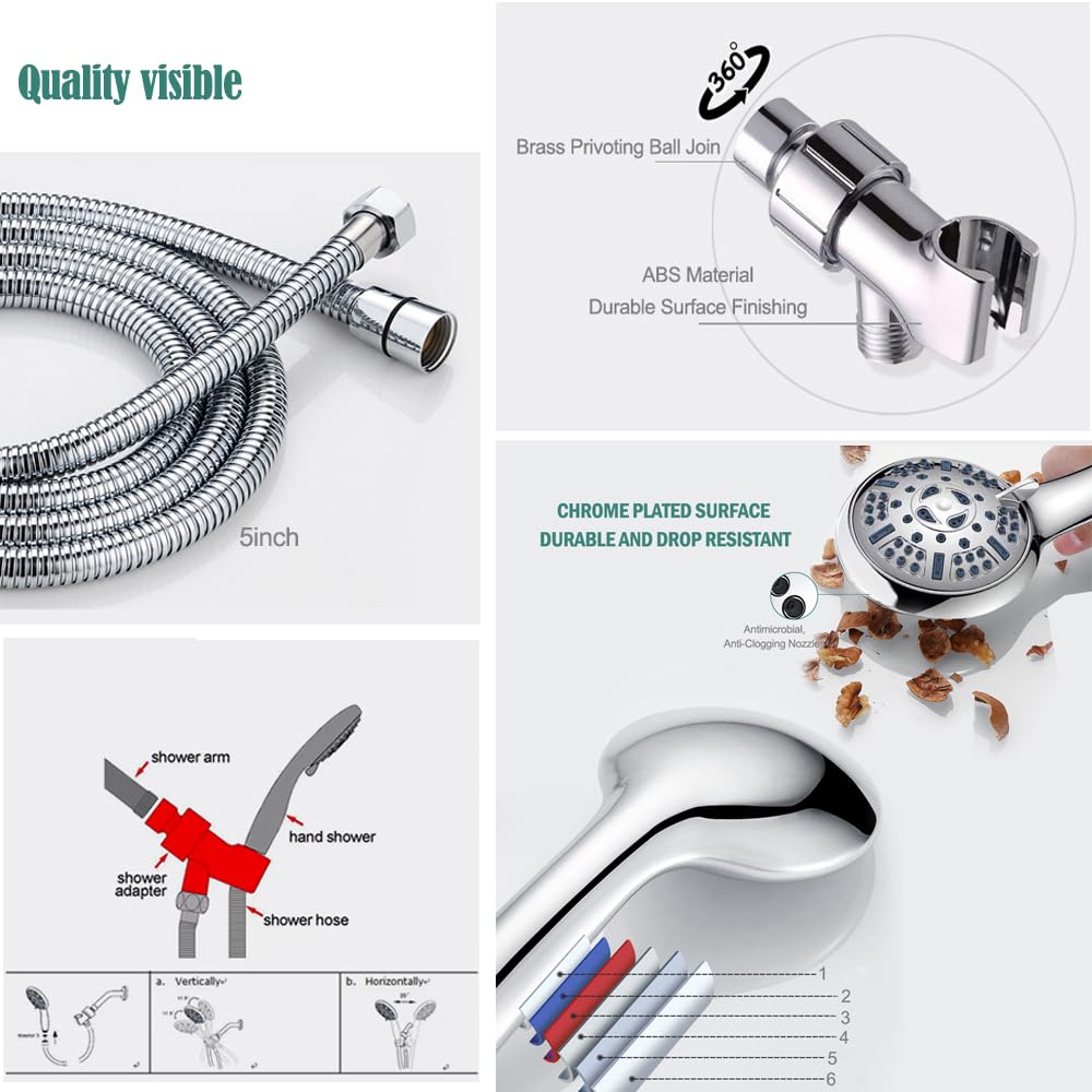 Shower Head With Handheld Water Saving 6 Functions 4